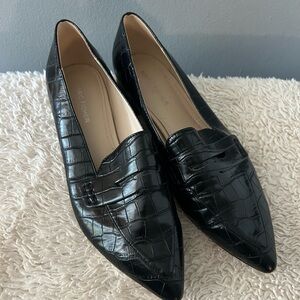 Marc Fisher Feud Pointed Toe Embrossed Leather Loafer
